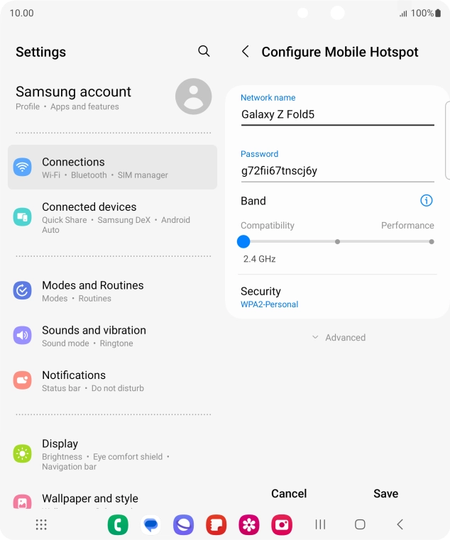 Press the field below 'Network name' and key in the required name.