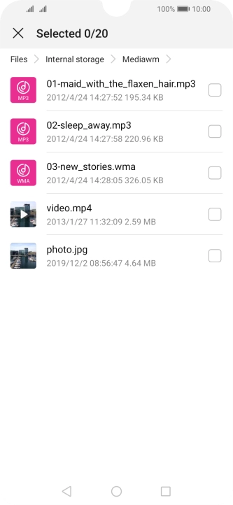 Press the required file. Press the required file.