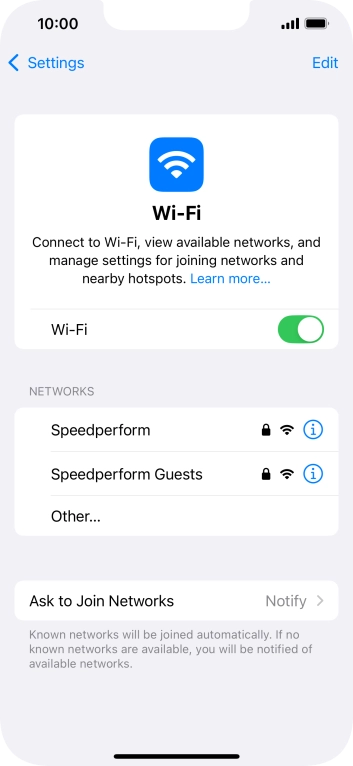 Press the required WiFi network and key in the password for the WiFi network.