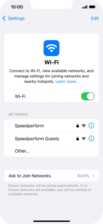 Press the required WiFi network and key in the password for the WiFi network.