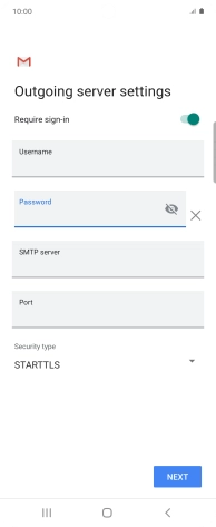 Press the field below 'SMTP server' and key in the name of your email provider's outgoing server.