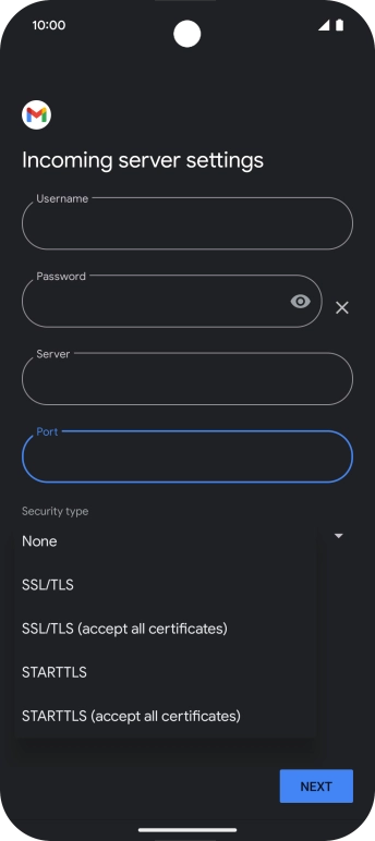 Press SSL/TLS. Press SSL/TLS.