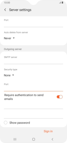 Press the indicator next to 'Require authentication to send emails' to turn on the function.