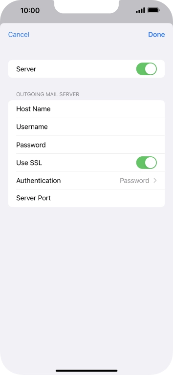 Press the indicator next to 'Use SSL' to turn off the function.