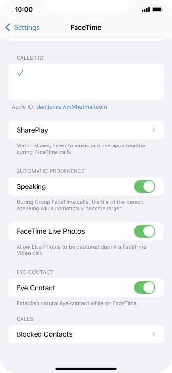 Press the indicator next to 'Speaking' to turn the function on or off.