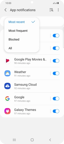 Press the required setting.