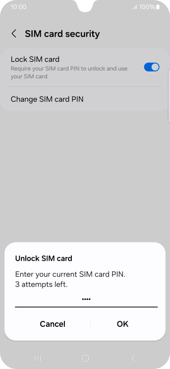 Key in your SIM PIN and press OK. The default SIM PIN is 0000.