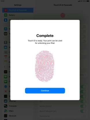 Press Continue. If you haven't previously selected a lock code, key in a code of your own choice twice.