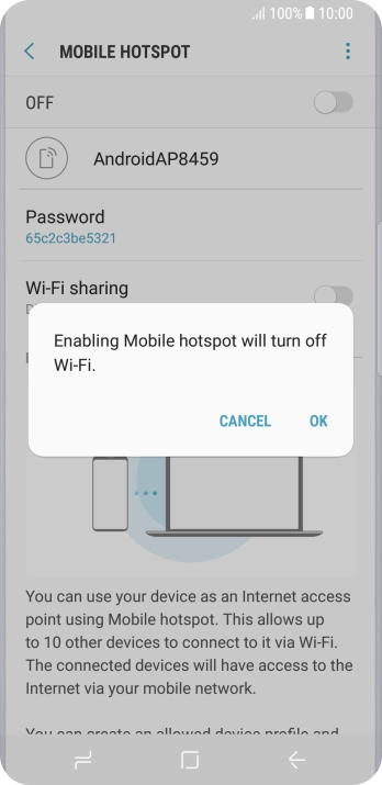 If WiFi is turned on, press OK.