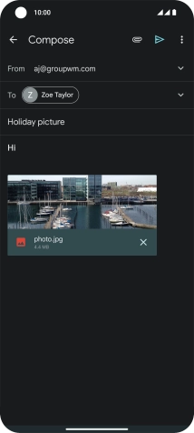 Press the send icon when you've finished your email.