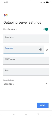 Press the field below 'SMTP server' and key in the name of your email provider's outgoing server.