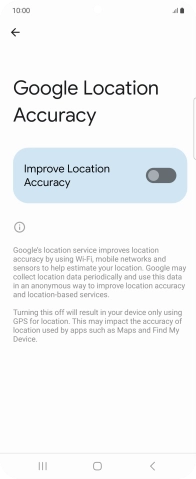 If you press the indicator next to 'Improve Location Accuracy' to turn on the function, your phone can find your exact position using the GPS satellites, the mobile network and nearby WiFi networks. Satellite-based GPS requires a clear view of the sky.