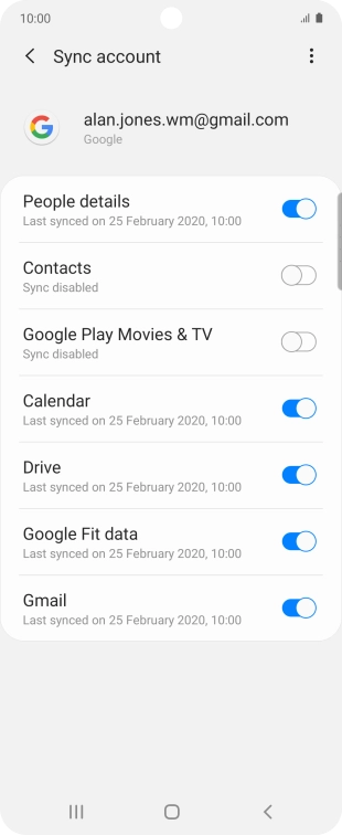 Press the indicator next to 'Contacts' to turn on the function.