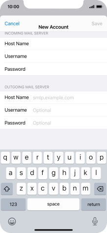 Press Host Name and key in the name of your email provider's outgoing server.