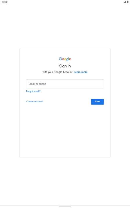 If you don't have a Google account, press Create account and follow the instructions on the screen to create an account.