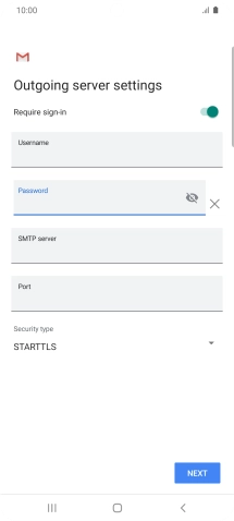 Press the field below 'SMTP server' and key in the name of your email provider's outgoing server.