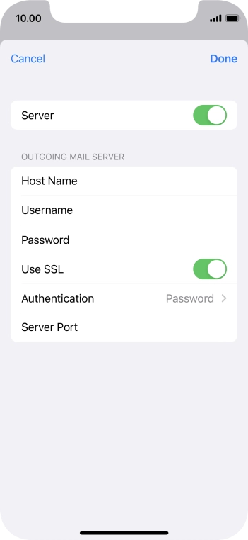 Press the indicator next to 'Use SSL' to turn off the function.