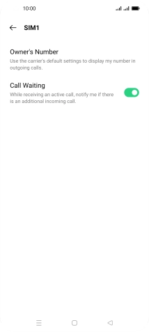 Press the indicator next to 'Call Waiting' to turn the function on or off.