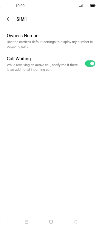 Press the indicator next to 'Call Waiting' to turn the function on or off.