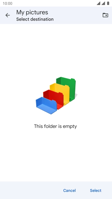To create a new folder, press the new folder icon and follow the instructions on the screen to create a new folder.
