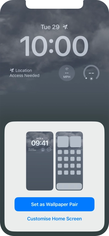To use the same colour theme on the home screen, press Set as Wallpaper Pair. To use the same colour theme on the home screen, press Set as Wallpaper Pair.