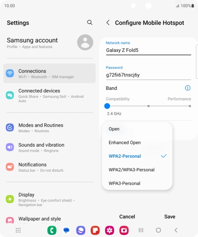 Press WPA3-Personal to password protect your WiFi hotspot.