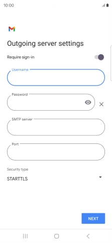 Press the field below 'Password' and key in the password of your email provider's outgoing server.