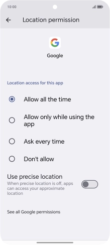 Press the required setting.