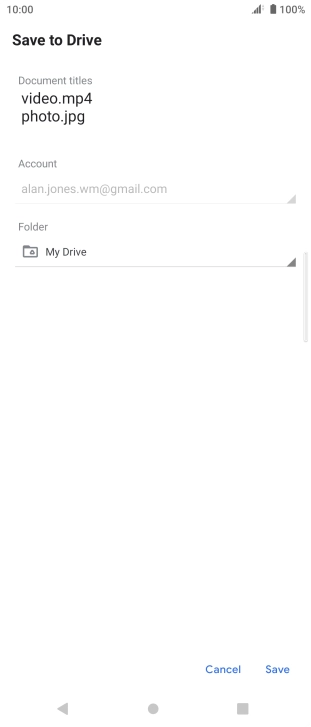Press the field below 'Folder' and go to the required folder.
