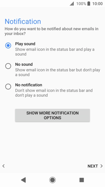 Press the required setting.