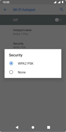 Press WPA2 PSK to password protect your WiFi hotspot.