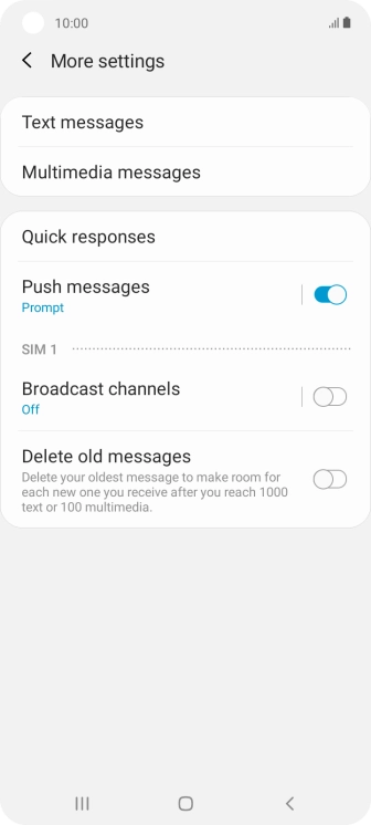 Press Text messages.