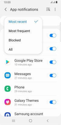 Press the required setting.