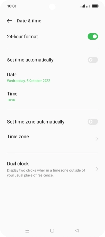 Press the indicator next to 'Set time automatically' to turn on the function.