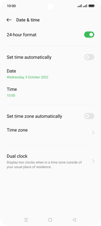 Press the indicator next to 'Set time automatically' to turn on the function.
