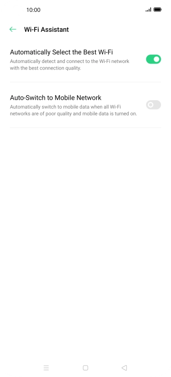 Press the indicator next to 'Auto-Switch to Mobile Network' to turn the function on or off.