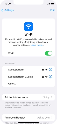 Press the required WiFi network and key in the password for the WiFi network.