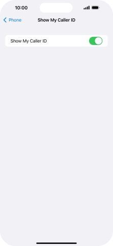 Press the indicator next to 'Show My Caller ID' to turn the function on or off.