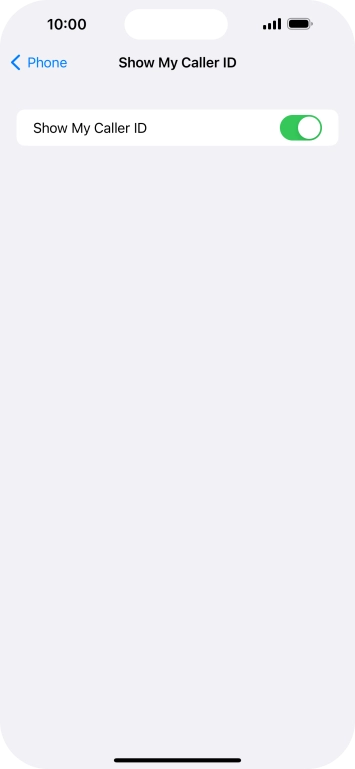 Press the indicator next to 'Show My Caller ID' to turn the function on or off.