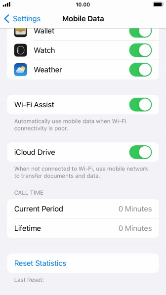 Press the indicator next to 'Wi-Fi Assist' to turn the function on or off. Press the indicator next to 'Wi-Fi Assist' to turn the function on or off.