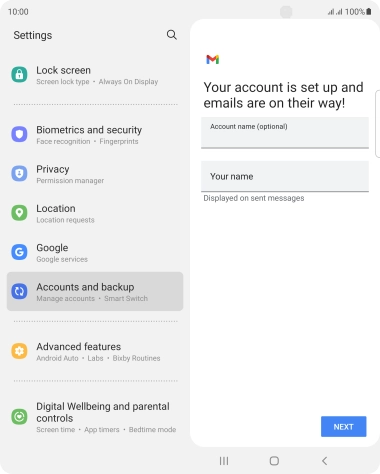 Press the field below 'Account name (optional)' and key in the required name.
