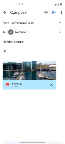 Press the send icon when you've finished your email.
