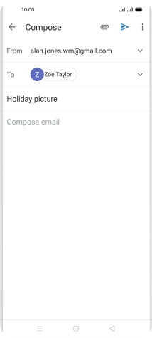 Press the text input field and write the text for your email.