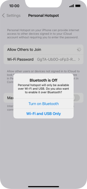 If WiFi is turned on, press Wi-Fi and USB Only.