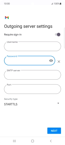 Press the field below 'SMTP server' and key in the name of your email provider's outgoing server.