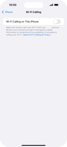 Press the indicator next to 'Wi-Fi Calling on This iPhone' to turn the function on or off.