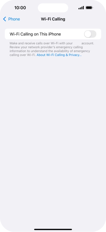 Press the indicator next to 'Wi-Fi Calling on This iPhone' to turn the function on or off.