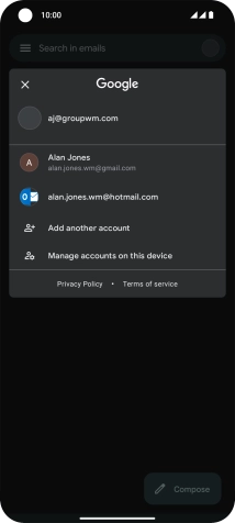 Press the required email account.