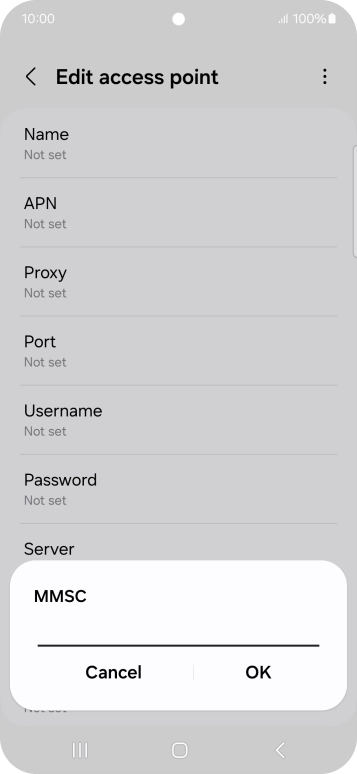 Key in http://mmsc.mms.o2.co.uk:8002 and press OK.