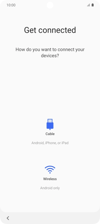 Press the required transfer method and follow the instructions on the screen to transfer the content from another phone.